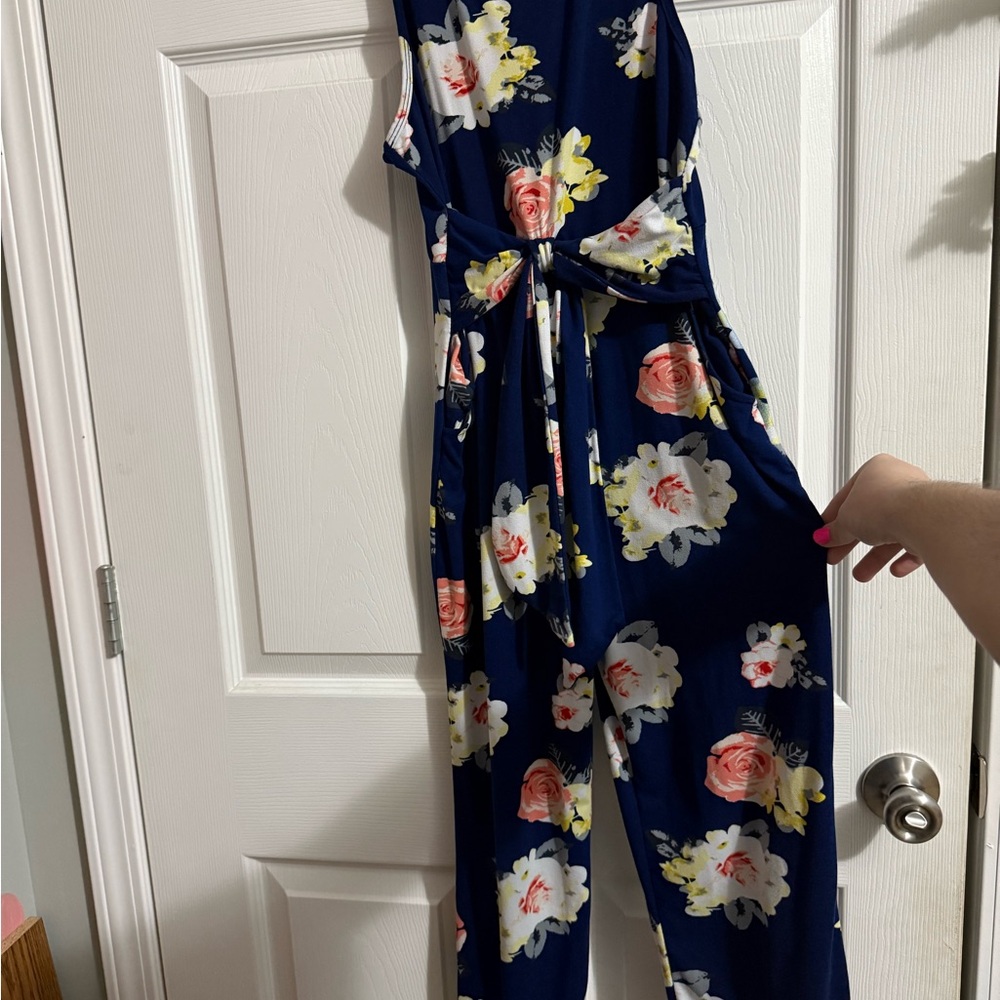Floral Jumpsuit with Tie Waist